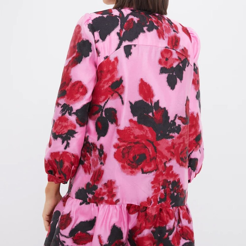 Tuckernuck Pink Floral Tiered Mini Dress with Red and Black Accents - Picture 6 of 6